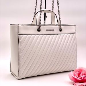 Michael Kors Rose Large EW Tote White